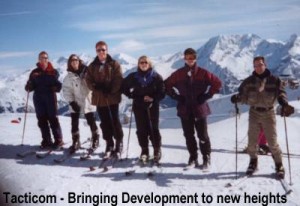 TactiCom European Development Team with Daniel (VP of Development) & Eoin VP Marketing - Alps at 3,200m